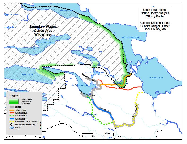 Further analysis through SPreAD-GIS was completed to assess the current impacts of snowmobile sound on the wilderness.