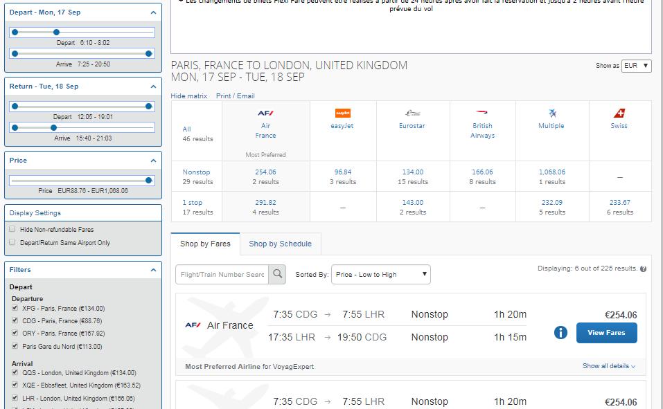 AIR TICKET BOOKING BY FARES : Using the small bars on the left, you can automatically filter your search