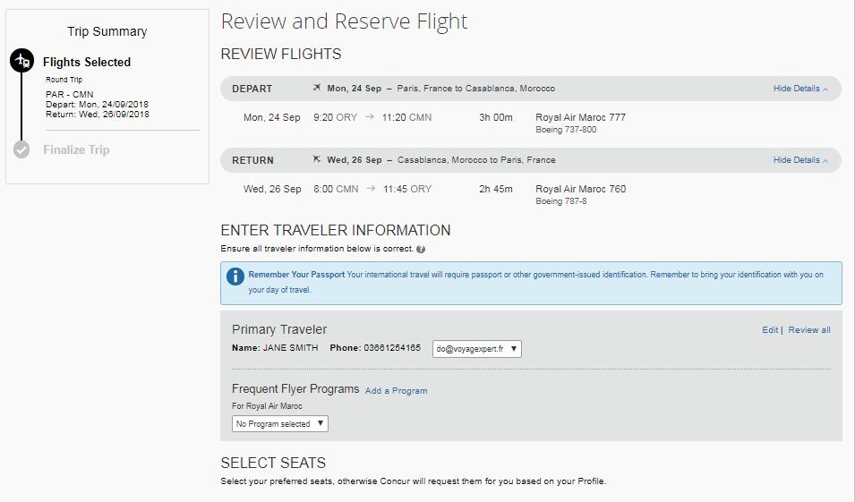 AIR TICKET BOOKING WITH APPROVAL SYSTEM Once you have found the price that suits you, click on SELECT.