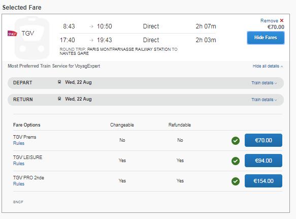 TRAIN TICKET BOOKING BY SCHEDULE Concur then finds me the best fare on the