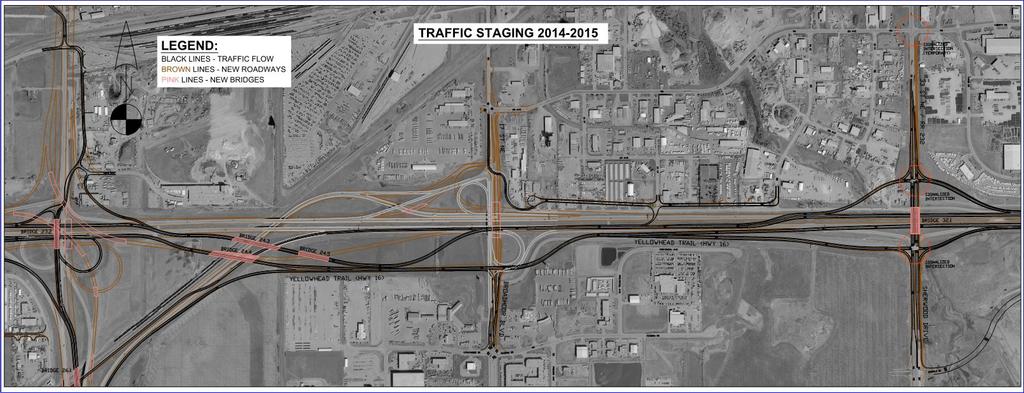 2014 Program Yellowhead Detour Conditions for closure of Broadmoor Bridge Two lanes of traffic The Westcan Temporary in each direction on signals at access