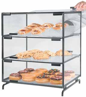 PASTRY CASES Clear Acrylic Panels Enhance Visual Appeal, Food Safety & Freshness Front & Back Doors Allow Easy Access & Replenishment Removable Textured Acrylic