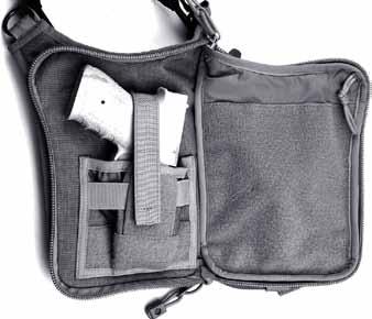 Other than serving as a gun holster, this bag also has space for documents, mobile phone,