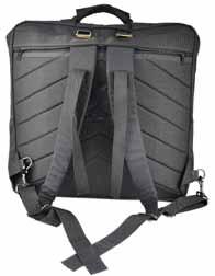 can be connected with velcro and carrying on back by straps - that allow carrying like a backpack.