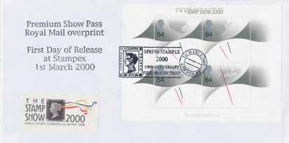 FC4207M 125 100 1st March 2000 Millennium Timekeepers Stamp Show 2000 overprinted miniature sheet, Spring Stampex London