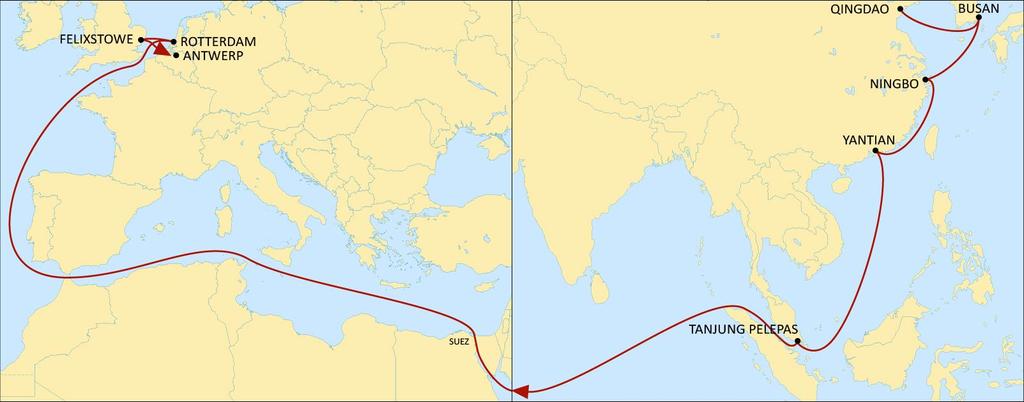 SWAN WESTBOUND Best and direct product to Rotterdam from main Asian ports Best connection from North China, Korea and Yantian to Felixstowe Fast service to Antwerp from main