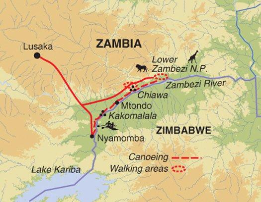 The Zambezi Valley - Trip Notes General Trip info Map Trip Code: EWZC Trip Length: 8 Trip starts in: Lusaka Trip ends in: Lusaka Meals: All breakfasts, 7 lunches and 7 dinners included Accommodation: