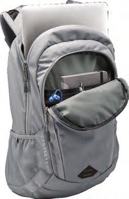 Secondary compartment has interior organization with a secure zippered pocket, Velcro pocket and pen pockets Reflective bike-light loop, reflective water bottle