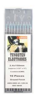 TUNGSTEN ELECTRODES & ACCESSORIES TUNGSTEN ELECTRODES Combined (WR) Turquoise Blue Part No.