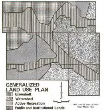 Figure 7: Generalized Land Use Plan (taken from the 1985 Updated Master Plan) Greenbelts relate specifically to the North and South Forks of Campbell Creek and the northern branch of the Little