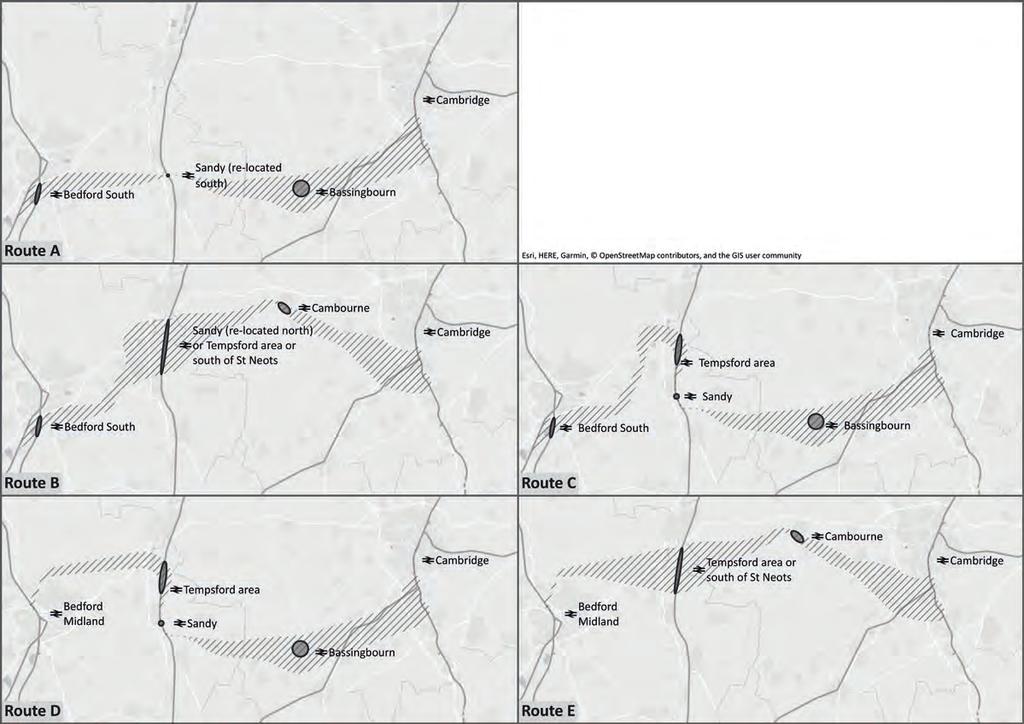 Figure 2: route options considered within the