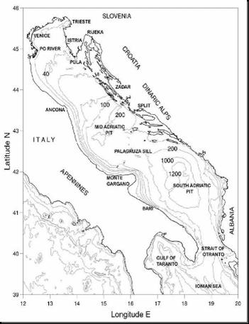 CHARACTERISTICS OF THE RELIEF IN THE CROATIAN ADRIATIC SEA AREA Adriatic Sea is is a deeply indented gulf of the Mediterranean Sea Length: 475 M Width: 117 M Surface area: 138595 km2 Volume: 34977