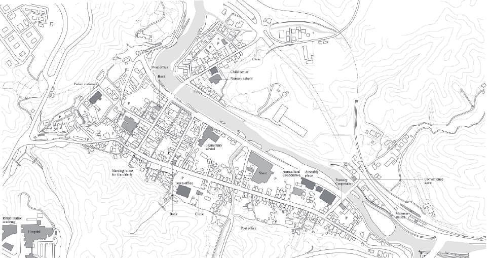 Fig.5 The map of the central area of Nita town Fig.5 The map of the central area of Yokota town cars.