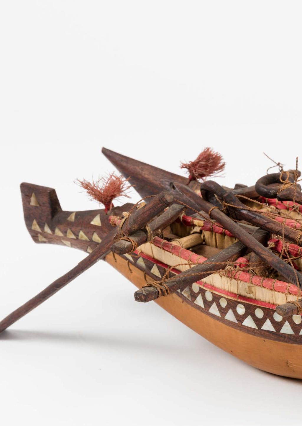 Vaka akaraanga, model canoe. Manihiki, Cook Islands. 1974.147, 46635 (detail), Tāmaki Paenga Hira Auckland War Memorial Museum CC BY.