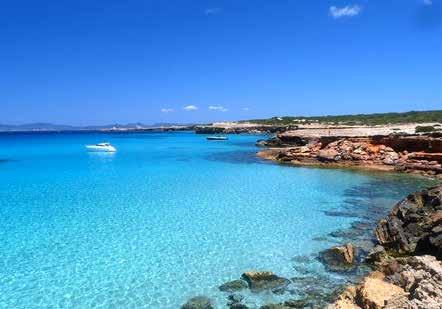 Cala Saona and Playa de Migjorn Sailing south and along Formentera, you first discover Cala Saona, surrounded by an enchanting wooded area of pines and characterized by a magical