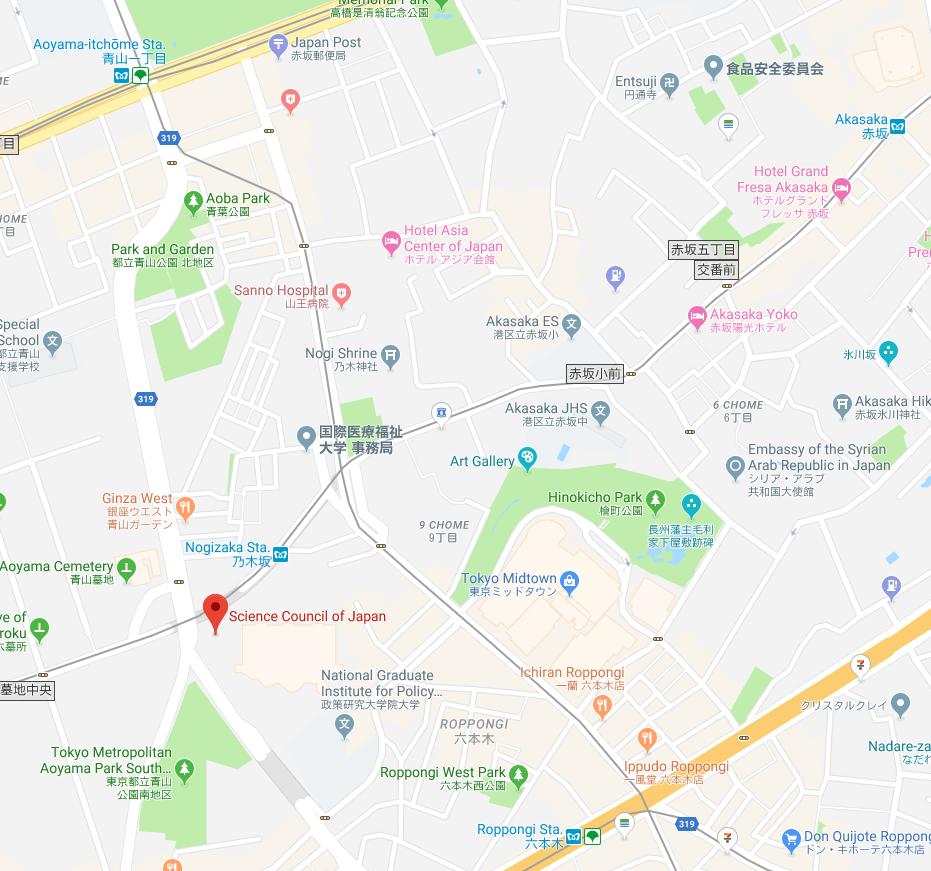 Information Map Around Science Council of Japan Aoyama-Ichome station Hotel Asia Center of Japan