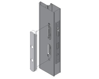 6. INSTALAR LAS PLACAS DE LA MOLDURA EXTERIOR E INTERIOR A. Inserte tornillos guía en la placa de la moldura exterior a través de orificios pre-perforados en el exterior de la puerta. B.