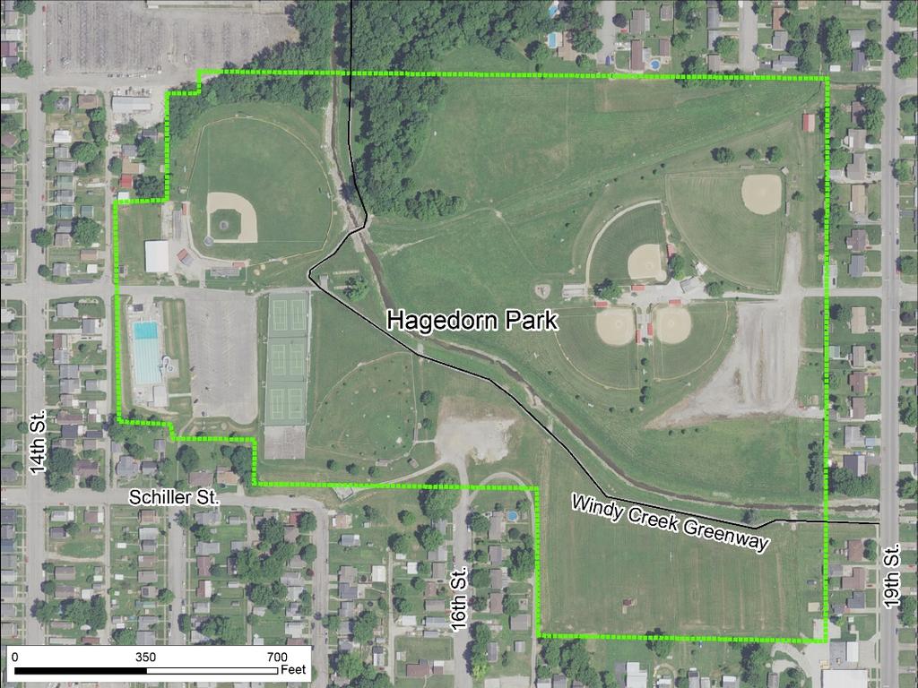 Hagedorn Park Please rate Hagedorn Park for the following: Facility Rating Greenway Trail 3.25 Baseball Field 2.91 Lighted Softball Fields 2.89 Tennis Court 2.48 Batting Cages 2.29 Playground 2.
