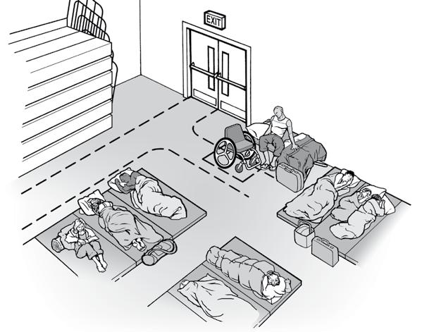 ADA Emergency Shelter Shelter Checklist Checklist Accessible cots have a sleeping surface at approximately the same height above the floor as the seat of a wheelchair (17 to 19 inches above the