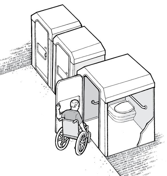 ADA Emergency Shelter Shelter Checklist Checklist O. Accessible Portable Toilets Portable toilets are often used at emergency shelters to supplement permanent toilet facilities.