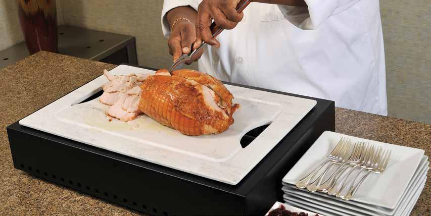 serving experience with round or rectangular carving boards in beautiful stone grained Corian or in serviceable white