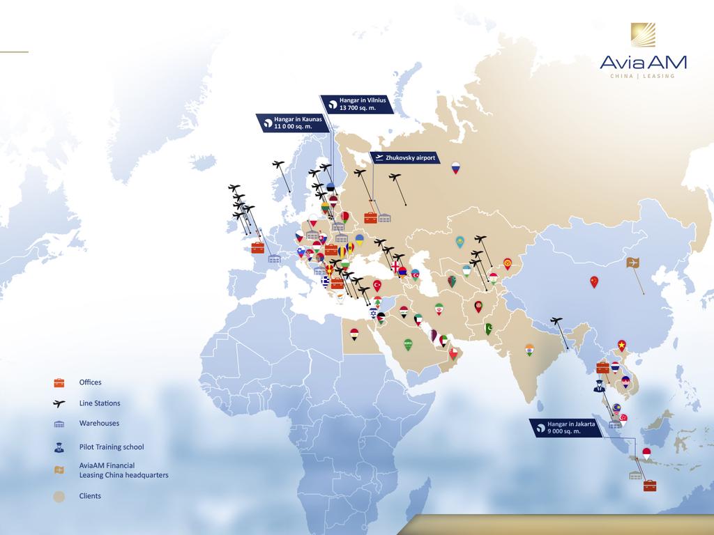 STRATEGIC PARTNERSIP ACROSS BELT AND ROAD Aviation infrastructure exists in 10 countries Clients in 68 countries