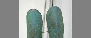 Greaves were worn to protect the lower leg.