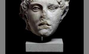 Sculpted Head - Athlete Marble head of the so-called Diadoumenos, probably a Roman version of the