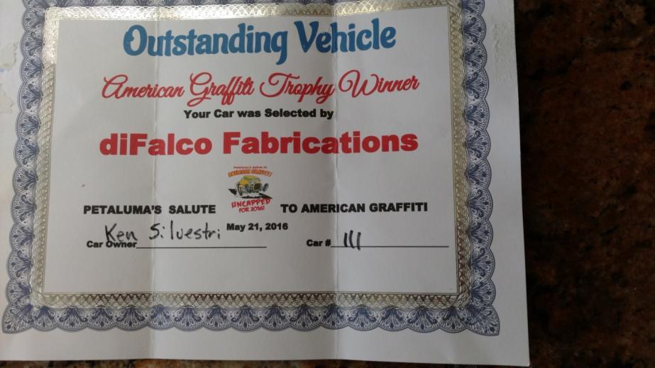 2016 American Graffiti Car Show May 21, 2016 Contributed by Kenny Silvestri This year I was lucky to win one of the top awards with my 1938 Buick Special