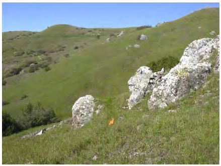 Examples of natural gateway structures. Photo on left shows 680 Trail aligned through boulders.