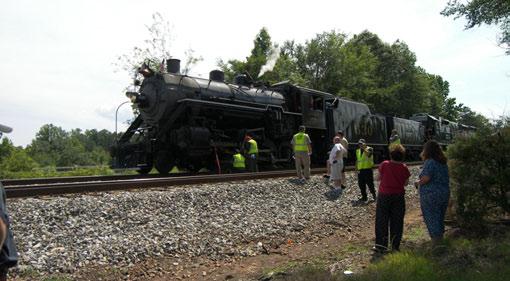 HOT STUFF! The 630 and her train were originally scheduled to arrive in Greenville by 2:30 PM.