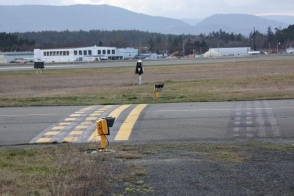 Runway Hold Markings and Guard Lights The yellow painted lines across taxiways are called Hold Lines These lines will be double solid yellow with double broken yellow lines across the width
