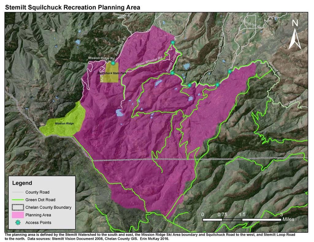 The Stemilt-Squilchuck watershed is situated to the south of Wenatchee and to the north of Ellensburg in Central Washington, and drains north into the Columbia River.