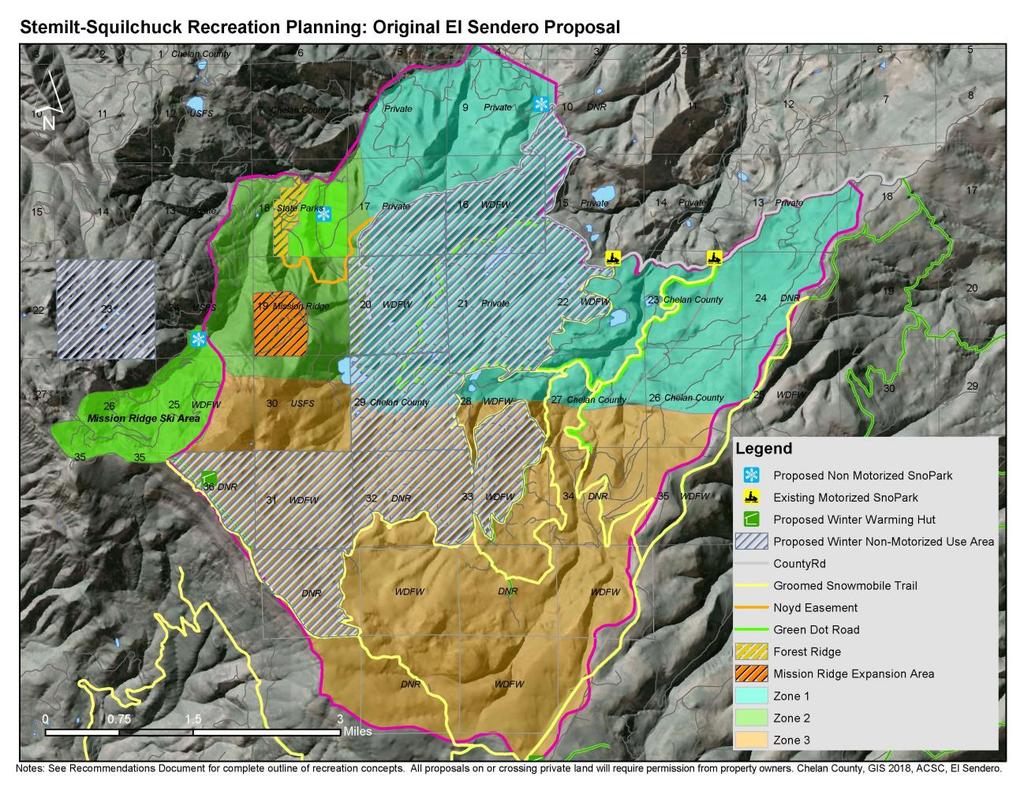 Figure 15. El Sendero Original Winter Proposal Map This map was shared in an initial public outreach effort in December 2017, via an emailed survey to the Stemilt Partnership and local residents.