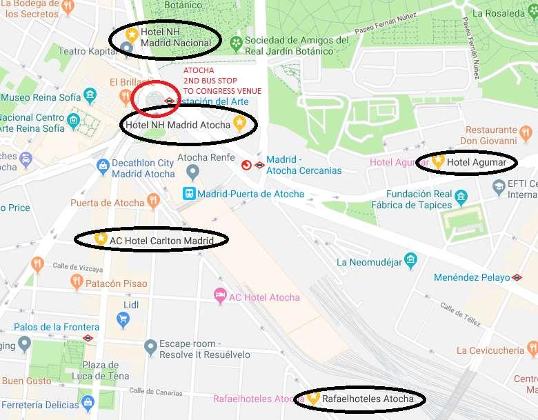 ATOCHA These hotels are strategically located, just 300 m from Madrid s Atocha-AVE Train and Metro Station and Reina Sofia Art Gallery.