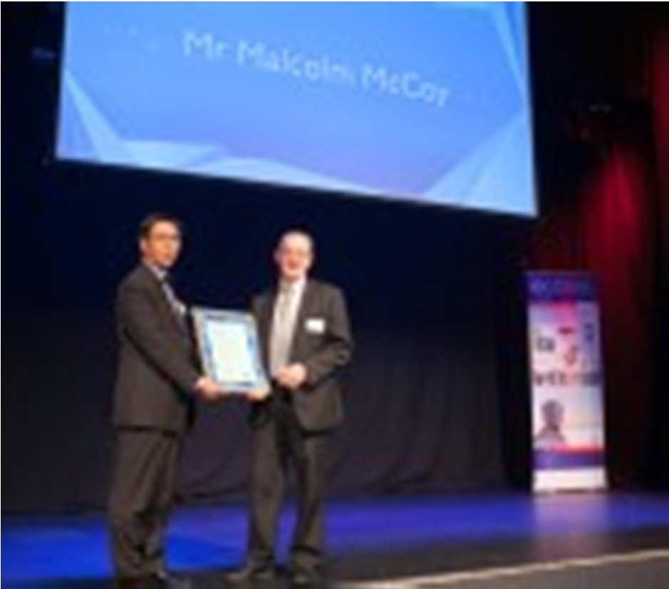 Malcolm McCoy awarded Professional of the Year at the 9th Victorian Spatial Excellence Awards Malcolm McCoy received the award by FIG President CheeHai Teo FIG President CheeHai Teo was honoured to