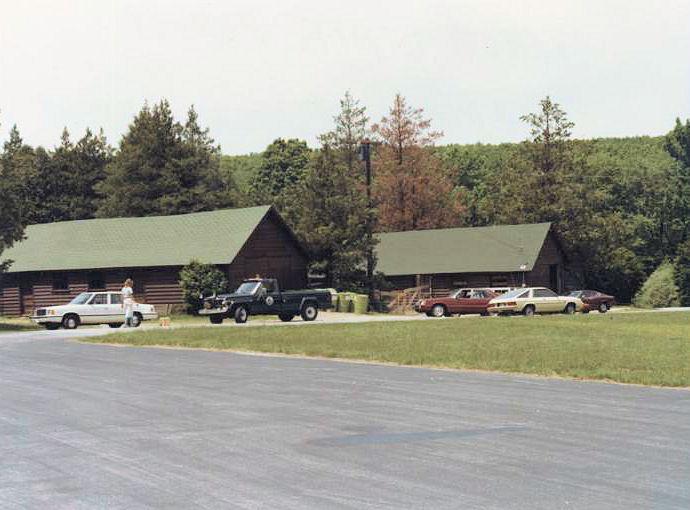 built in 1935 South Barn (left), North Barn (right) Photo, circa 1985, courtesy of DCR CCC Archives at Mt.