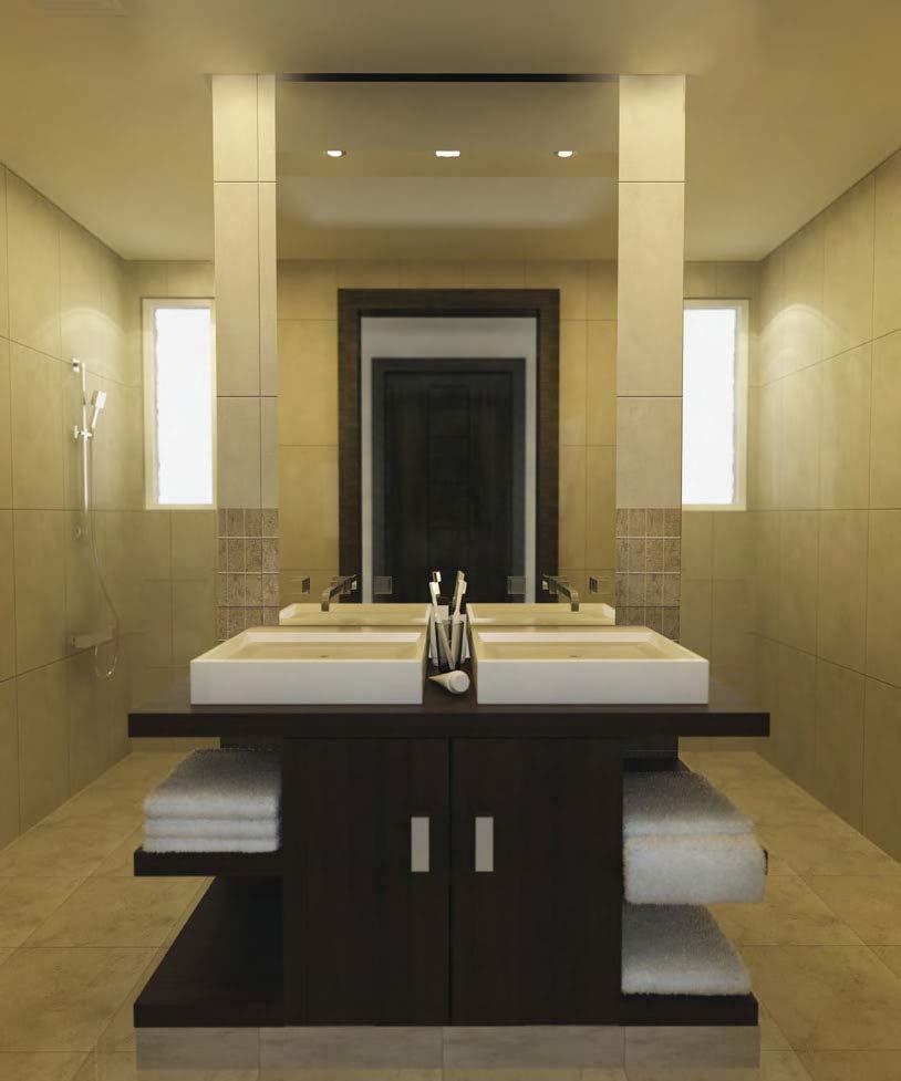 24 Jumeirah Heights Jumeirah Heights 25 Fronds bedroom Village Centre apartment Classic contemporary bathroom BATHE YOURSELF IN LUXURY The bathrooms benefit from a spacious