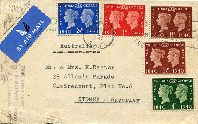 Figure 3.3: Postcard postmarked 11 th June sent to Australia via USA. Figure 3.4: New Zealand to UK postmarked 15 th June 1940, franked 1s 6d. 3.4 Forces Mail The Active Service Honour envelope in Figure 3.