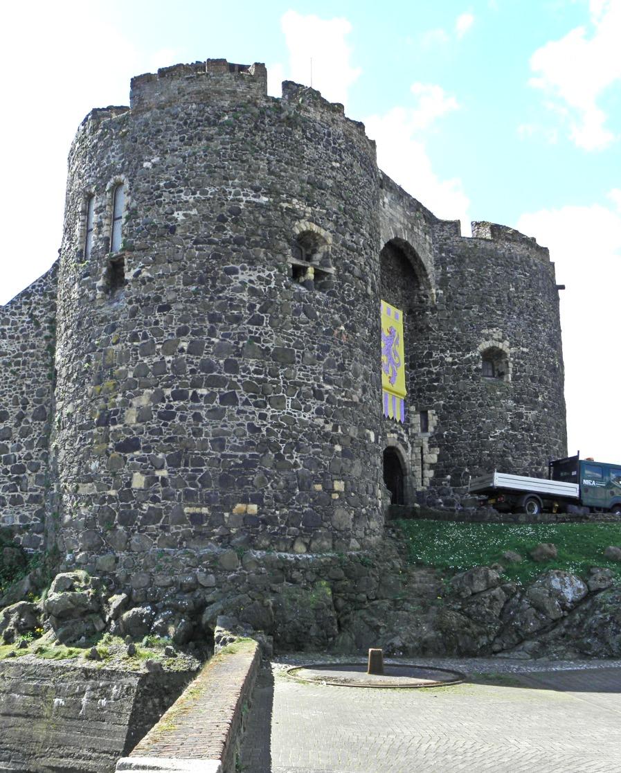 Fig. 21. Carrickfergus. The twin-towered gatehouse from the north-east.