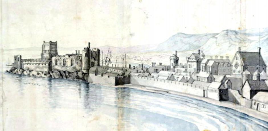 Image Northern Ireland Environment Agency. Fig. 3. View of the town and castle of Carrickfergus from the east.