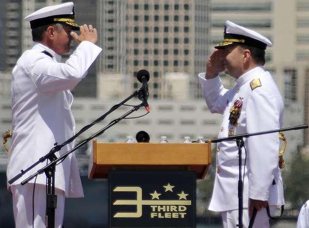 Vice Admiral & Commander US Navy 3d Fleet Kenneth Floyd (right)