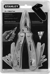 37 12-In-1 Multi-Tool with Case Features long nose pliers, wire cutter, saw, slotted and Phillips screwdrivers, knives, bottle opener,