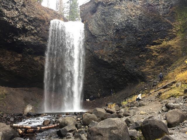 Moul Falls is accessed by a 45 minute hike in from the parking lot.