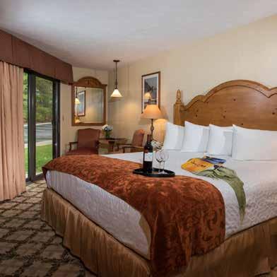 Luxurious Suites provide a special extra touch with choices of in room gas fireplaces, deep soaking Jacuzzi tub or both.