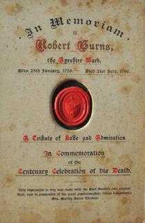 THE 1896 ROBERT BURNS SEAL CARDS Gibson was one of the recipients of a centenary card from Burns great-granddaughter Martha Burns Thomas, featuring Robert Burns wax seal.