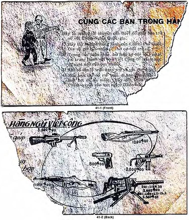 3.22_16 - Operational Test Phase: Chieu Hoi flyer, encourages Viet Cong surrender, and if they bring a weapon with them, they're paid based on the weapon.
