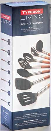 Living Nylon & Beech wood Utensils Durable nylon with beech wood handle. Ideal to use with non stick cookware. Odour and stain resistant. Heat resistant up to 200 C Solid Spoon Size L 34.5cm.
