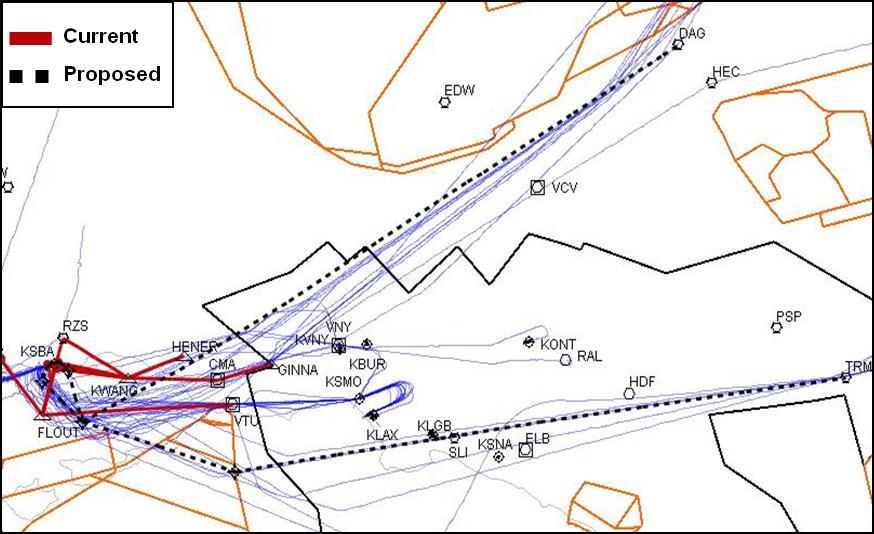 Recommendations The proposed HARPO SID is designed as a PBN procedure. The HARPO departure adds en route transitions to both TRM and DAG. These new en route transitions follow current flight tracks.