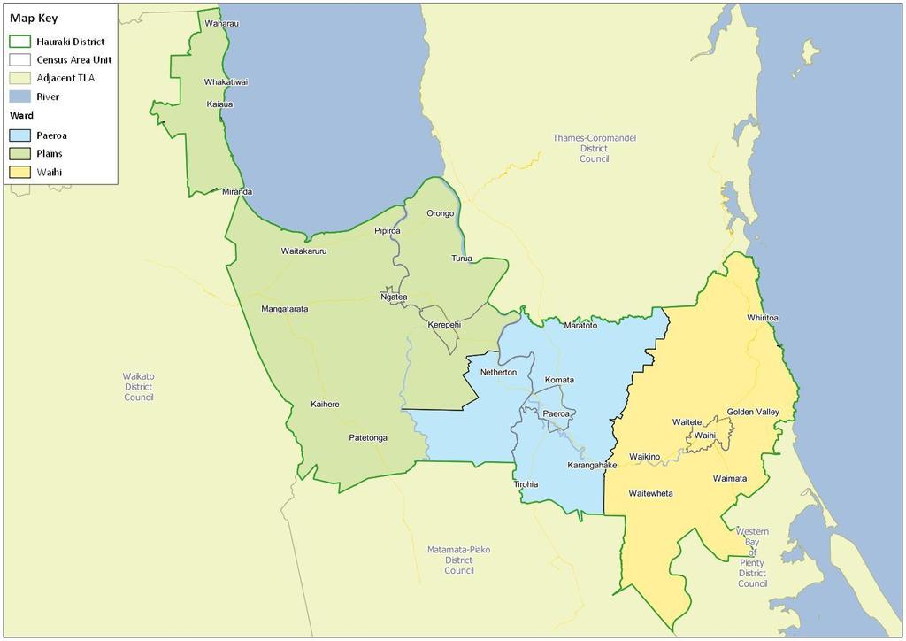 Wards Our district is divided into three wards; Waihi, Paeroa, the Plains, with each ward made up of